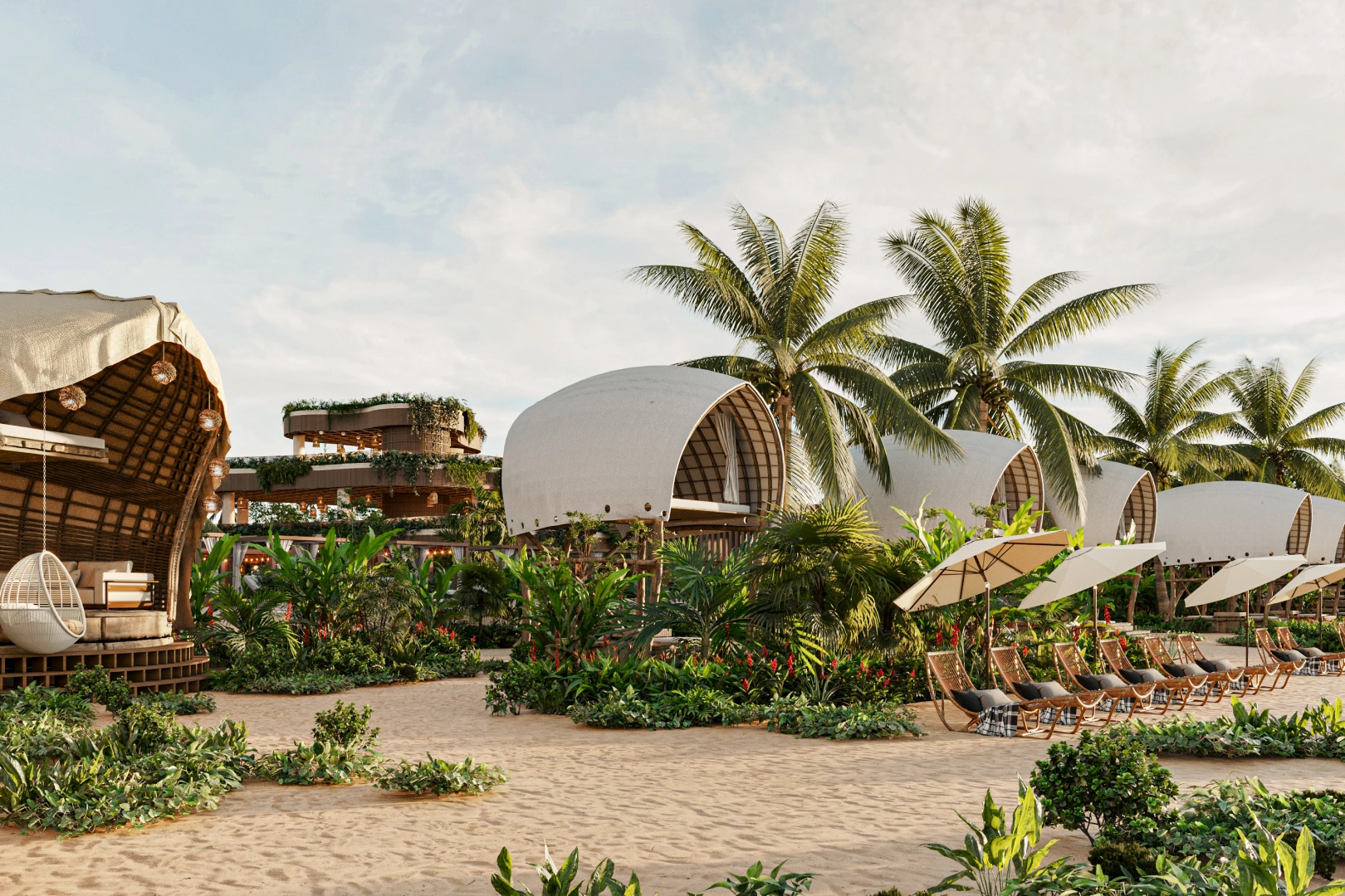 Club de playa con arquitectura orgánica