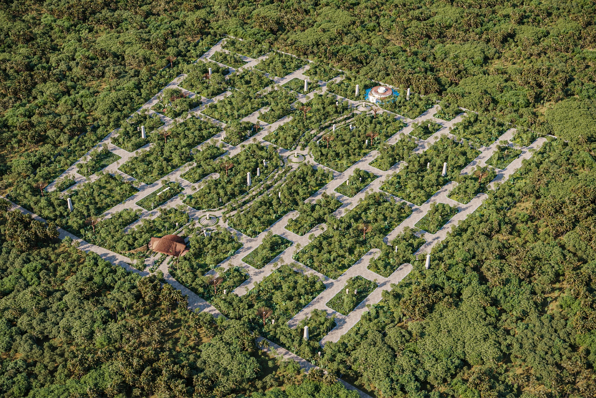 Vista aérea de un desarrollo inmobiliario