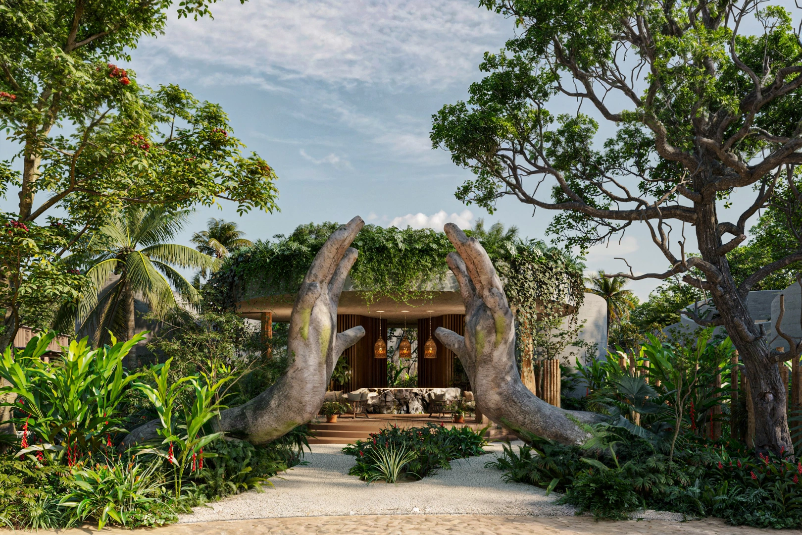 Jardín escultórico dentro de desarrollo residencial